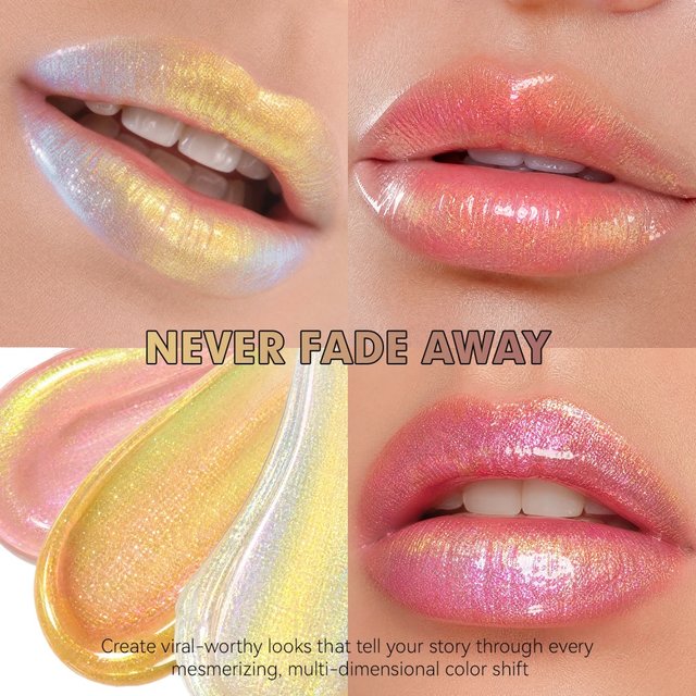 CHARMACY Flash Liquid Lip Gloss Waterproof Long Lasting Not Easy To Fade Lip Tint Chameleon Duochrome Lipgloss Women Makeup
