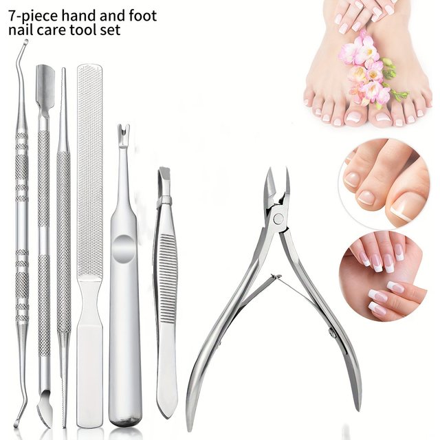 1/7pcs Cuticle Trimmer Set,Cuticle Nail Clippers,Cuticle Pusher,Stainless Steel Scissors,Professional Nail And Foot Care Tools
