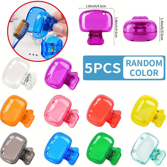 5pcs Household Toothbrush Storage Clip - Portable Travel Toothbrush Dust Protective Cap - Storage Box Portable Toothbrush Head P