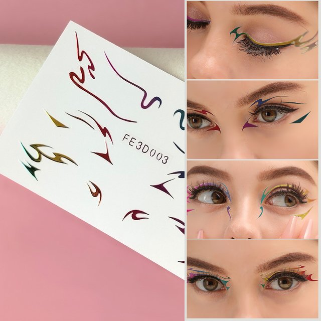 Laser or yeux autocollants décoratifs sourcil Eyeliner visage Art autocollant décalcomanies