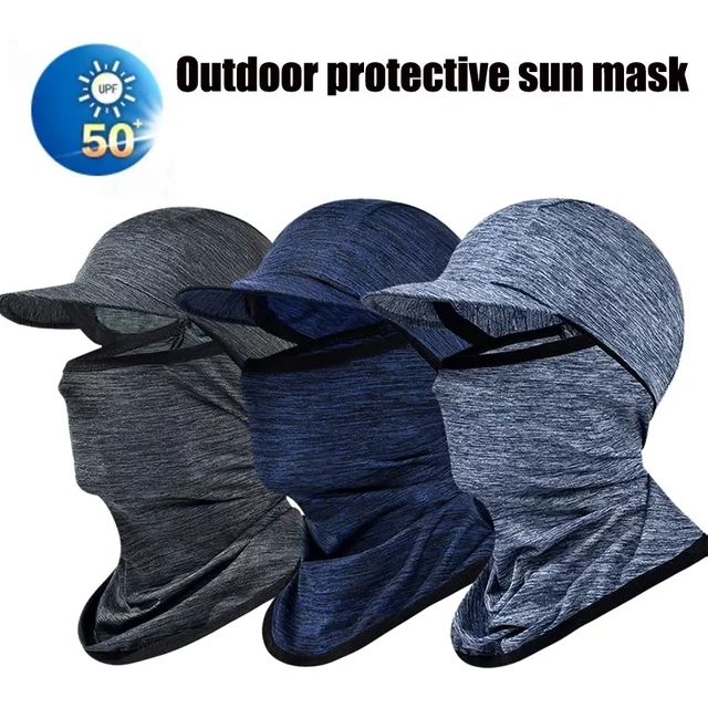 1Pcs Summer Ice Silk Sunscreen Caps UPF50+ Anti-UV Breathable Hiking Cycling Bandana Scarf Sports MTB Road Full Face Mask Cap