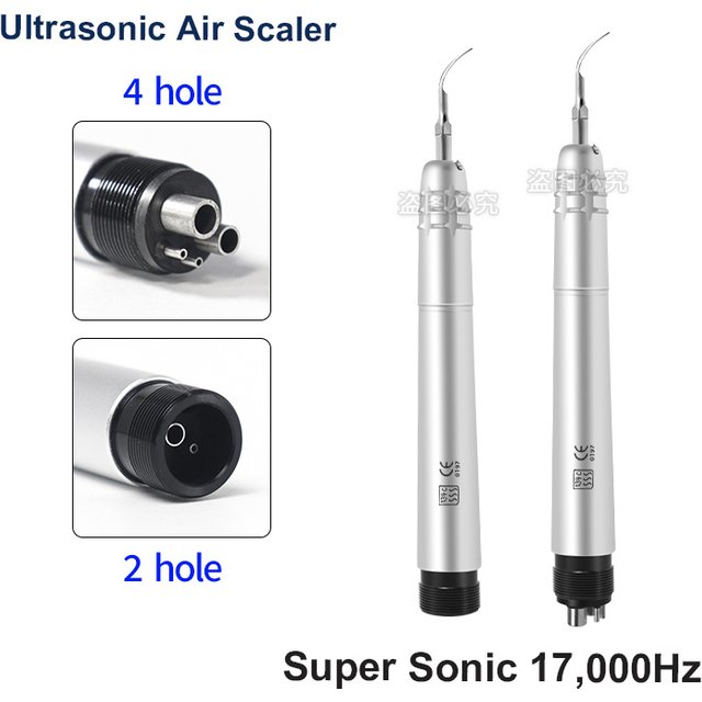Dental Ultrasonic Air Scaler With 3 Tips Teeth Cleaning 2/4 Holes Handpiece Dental Teeth Whitening Cleaner Dentist Lab Clinic