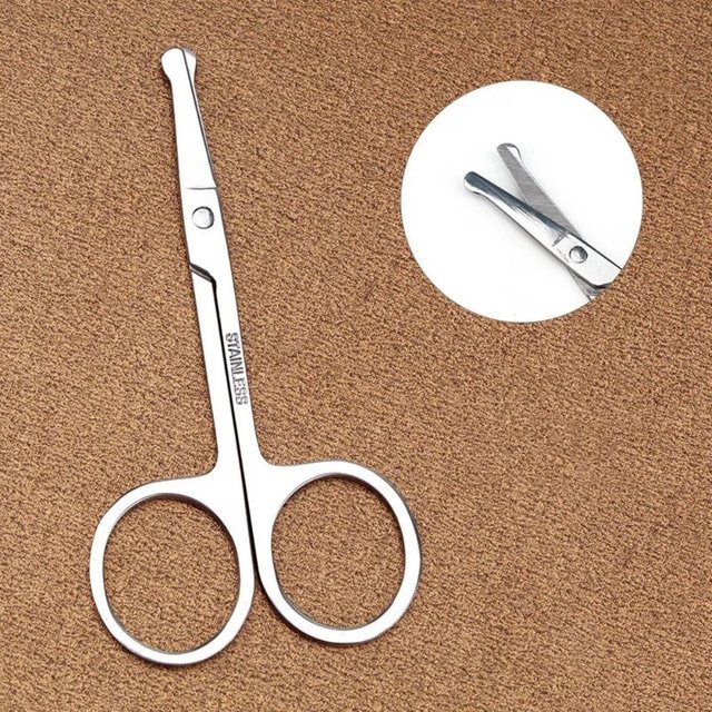 Stainless Steel Round Head Safety Scissors Beauty Makeup Scissor Eyebrow Makeup Scissor Facial Hair Nose Hair Trimmer Clippers