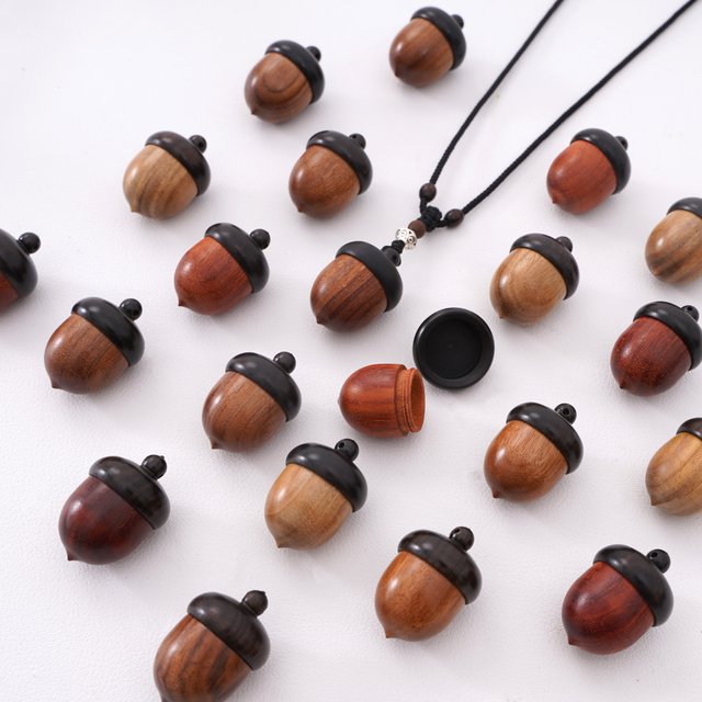 Collier de gland en ébène pendentif artisanat expanseur de parfum bijoux spirituels bois vintage gland pendentif porte-clés pour femmes filles