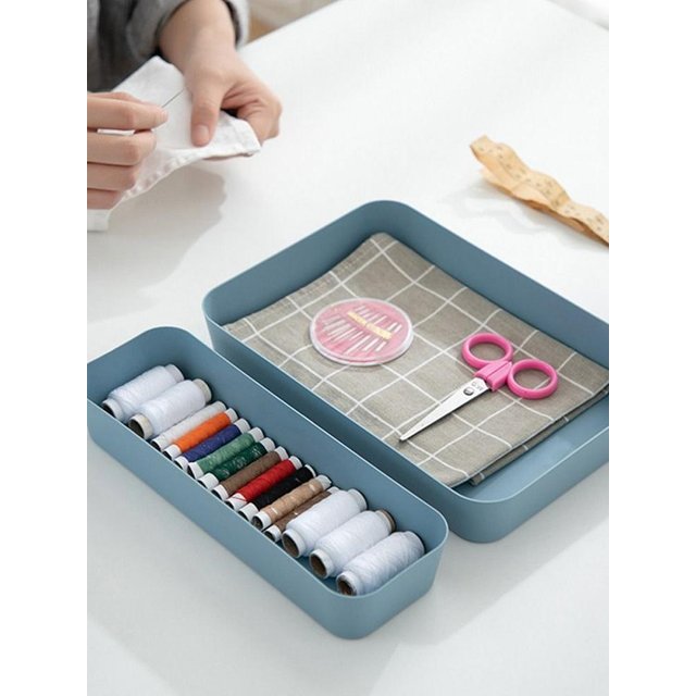 Plastic Desktop Storage Box Large Capacity Solid Color Cosmetic Jewelry Case Stackable Sundries Stationery Container Home Office
