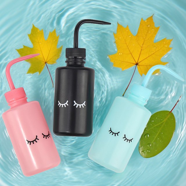 1pcs 250ml Eyelash Cleaning Bottle Lash Extension Wash Bottles Water Squeeze Dropper Lash Shampoo Curved Spout Pot Makeup Tool
