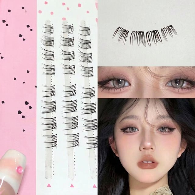 Doudoutian Wild Camellia Lower Lash Clusters Natural Wispy Wild Fibers Easy 3Clusters Wear Visibly Enlarge Eyes for Daily Makeup