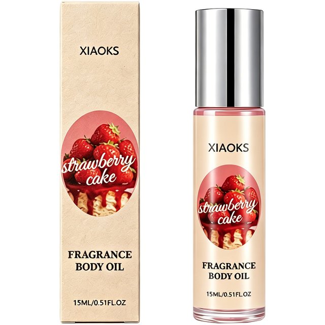 1 Bottle of Strawberry Cake Sweet Roll-On Perfume - Charming Floral Roll-On Fragrance, Sweet-Strawberry-Cake Scent, Sweet-Smelling, Long-Lasting Fragrance to Enhance Charm, Valentine's Day and
