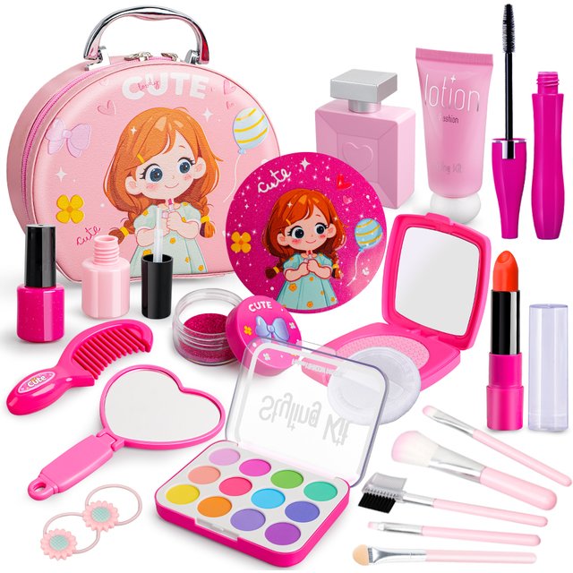 21PCS Kids Toys Simulation Cosmetics Set Pretend Makeup Toys Girls Play House Simulation Make up Educational Toys For Girls Gift