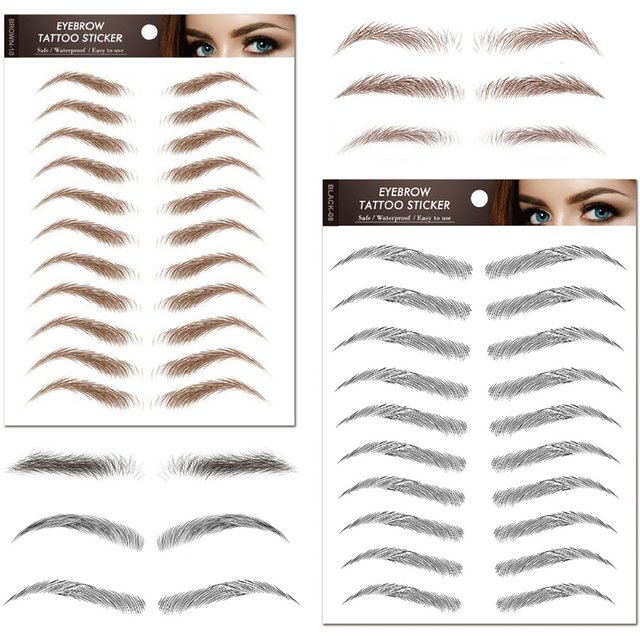 Waterproof 6D Eyebrow Tattoo Stickers Lasting Makeup Hair-Like Brow Cosmetics Shaping Natural Black Brown Fake Eyebrow Stickers