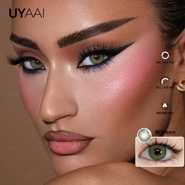 UYAAI Irish NEW 2PCS Color Contact Lenses For Eyes Gray Contacts Lenses Green Colored Pupils Makeup Natual Pupils Cosmetic Lens