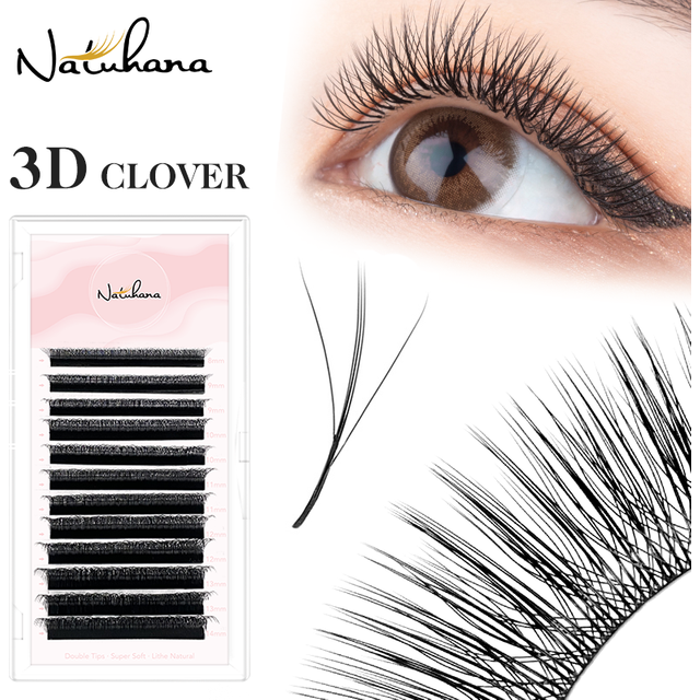 3D Clover Lashes W Shaped Volume False Eyelashes Fluffy Clover Hybrid Eyelashes W Curly Lash Extensions for Natural Makeup