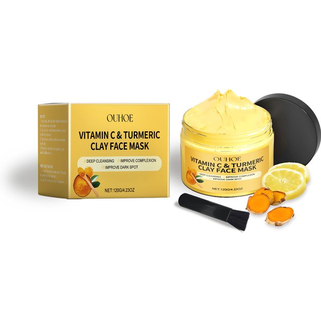 1/3/5PCS Turmeric VitaminC Clay Mask Deep Cleansing Facial Improves Dark Spots Hydrating Skin Care Tightens Skin Evens Skin Tone
