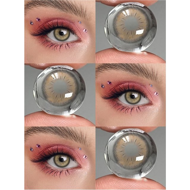 VISUASHOW 14.20mm Natural Circle Colored Contact Lenses Half Yearly Use Sora Green Soft Eye Lenses for Daily Beauty Cosmetic