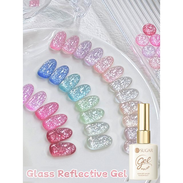 UR SUGAR 15ml Glass Reflective Glitter Gel Nail Polish Dark Flash Effect Spring Soak Off UV Gel Nail Art Varnish