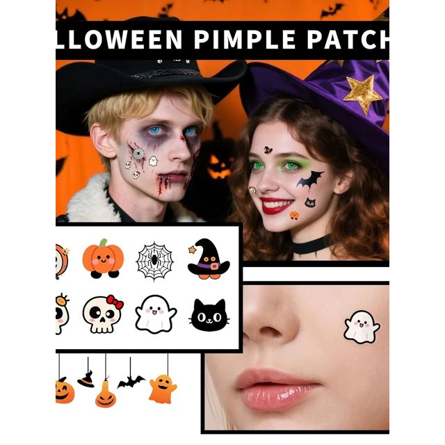 100pcsHalloween Themed Acne Patches Gentle Non Irritating Waterproof Breathable For Daily Facial Use Cute Pimple Stickers