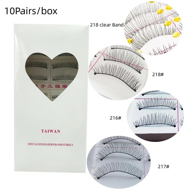 10Pairs Natural Cotton Stalk False Eyelashes Handmade Black Fake Eyelash Makeup Volume Full Strip Eye Lashes Eyelash Extensions