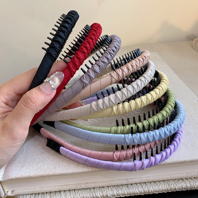 Multi Color Teeth Comb Headband Non-Slip Hairband for women Fabric Twist Hair Hoops Clips Washing Face, Makeup Hair Accessories