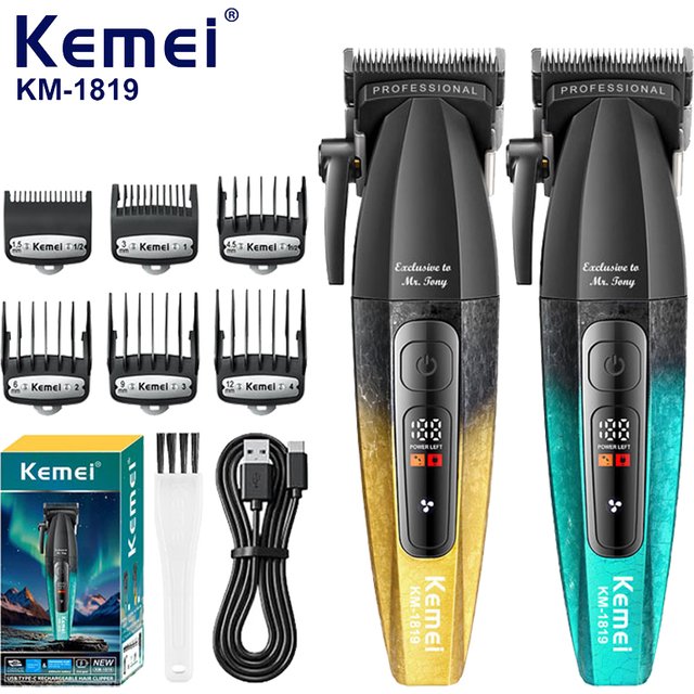 Kemei KM-1819 Rechargeable Electric Hair Clippers for men Cordless Hair Cutting Machine With Base Professional Hair Trimmer