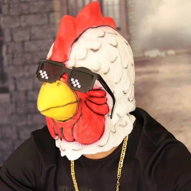 1PC Cosplay Richard Rooster Full Face Mask Funny Animal Head White Rooster Masks Hotline Miami Game Props Mad Chicken Mask