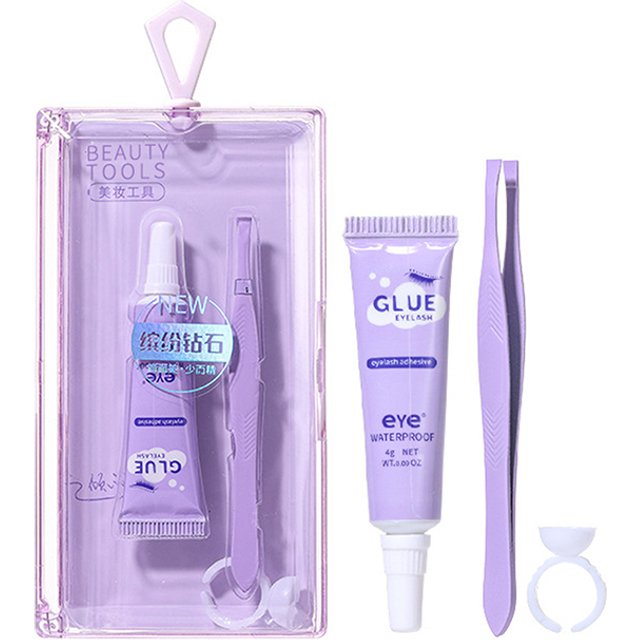 Eyelash Glue With Tweezers Set Waterproof Quick Dry Self Adhesive Not Irritating Eyelashes Extension Glues Eyes Makeup