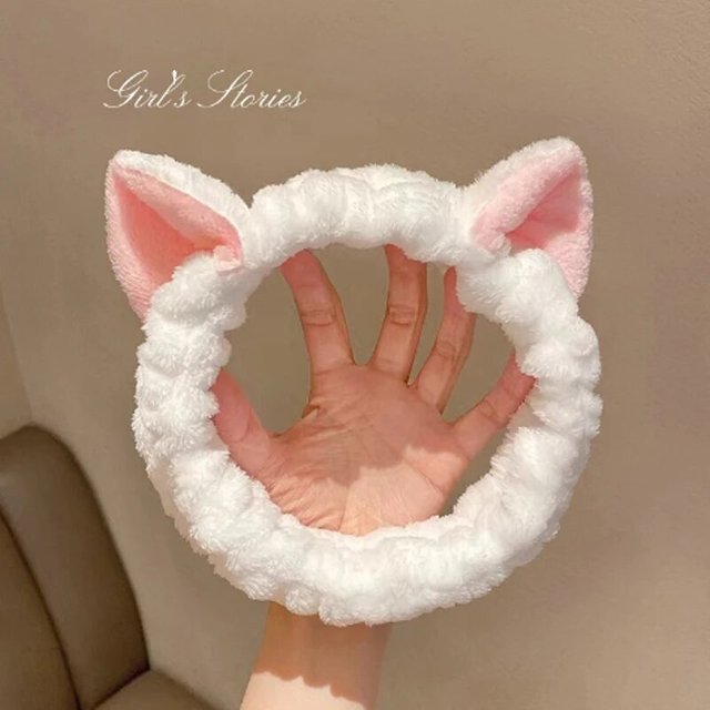 Hairband Cat Coral Plush Headband Cute Soft Hair Bow Headband Hairband Wash Face Makeup Headband Bandage Girl Accessories