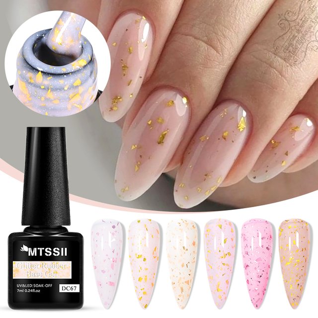 7ml Gold Glitter Rubber Base Gel Nail Polish Pink White UV Construction Gel Semi Permanent Varnish Soak Off UV LED Nails Art
