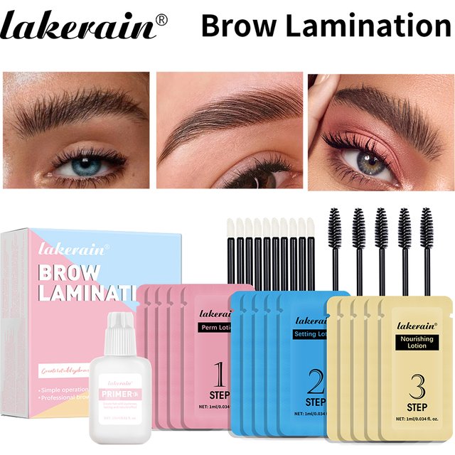 Lakerain Eyebrow Lamination Kit Professional DIY Eye Brow Perm Set Create Fuller Thicker Brows Lasting Eyebrow Natural Makeup