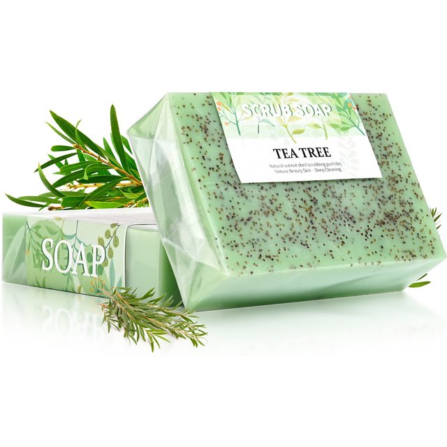 M+Plant Extraction Soap Handmade Frosted Solid Tea Tree Acne Removal Whitening Face Body Wash Cleaning Essence Oil for Skin Care