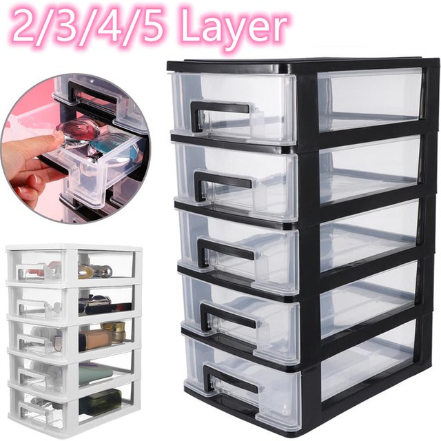 5/4/3/2 Layer Plastic Drawer Type Closet Dustproof Desktop Storage Box Space Saving Makeup Stationery Organizer Sundries Holder