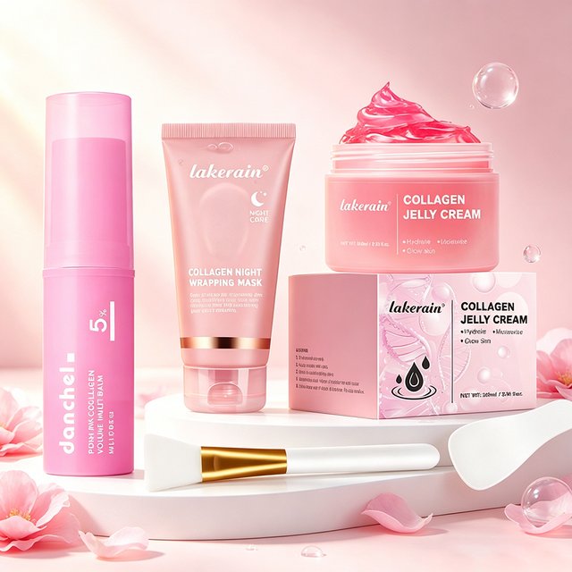 4pcs Collagen Skincare Kit Collagen Peel Off Facial Mask & Jelly Cream & PDRN Pink Collagen Balm Moisturizing Hydrating Skincare
