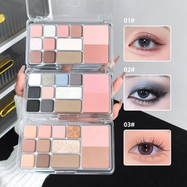 Color Palette MGL All-in-one Face Palette 12-Colors 3 IN 1 Eyeshadow Palette Multi-Function Long-Lasting Color Makeup Kit Women