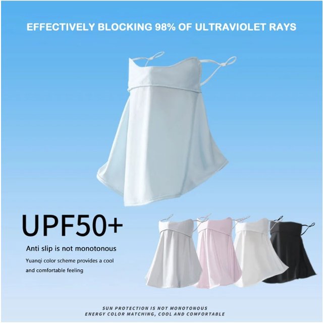 New UPF50+ Ice Silk Sunscreen Mask Anti-UV Breathable Face Cover Neck Protection Windproof Neck Gaiter Scarf