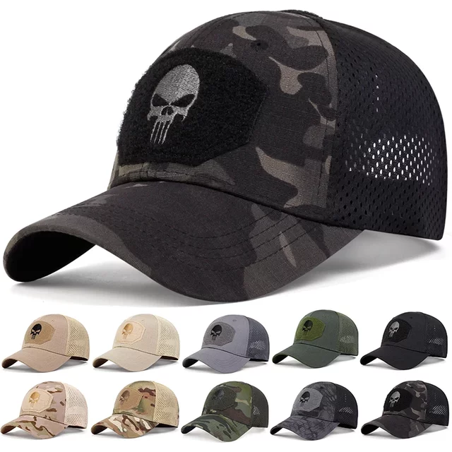 Unisex Skull Embroidered Top with Patch Breathable Baseball Caps Spring and Autumn Outdoor Adjustable Casual Hat Sunscreen Hat