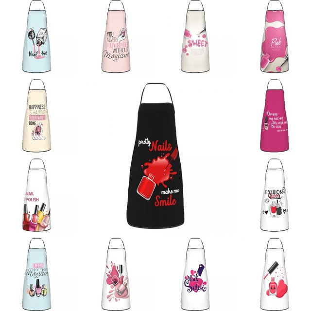Nail Polish Pattern Apron for men Women Manicurist Gift Adult Kitchen Chef Bib Tablier Cuisine Cooking Baking Painting