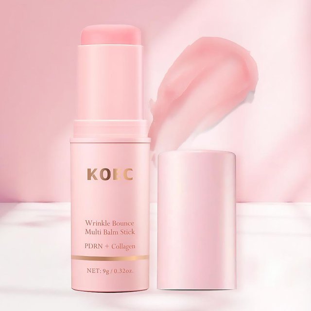 PDRN Collagen Wrinkle Bounce Balm Stick 9g,Firming Moisturizing Face Solid Serum, Portable Anti Aging Skin Care for Fine lines