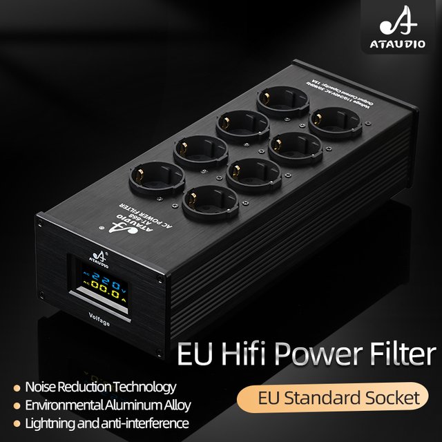 Hifi Power Filter EU Socket Audio Power Purifier Noise-free Filter for Power Conditioner Protection with EU Outlets Power Strip