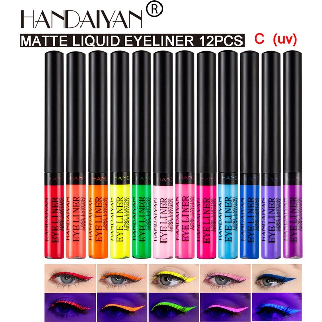 HANDAIYAN 12 pièces ensemble d'eyeliner coloré mat, imperméable et durable sans décoloration, stylos