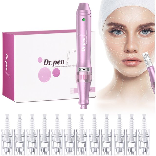 Dr.pen M7-W Micro Needle Pen with 12 Cartridges Nano Wireless Skin Care Kit Skin Pen 0.25mm Needle Pen Skin Rejuvenation Machine