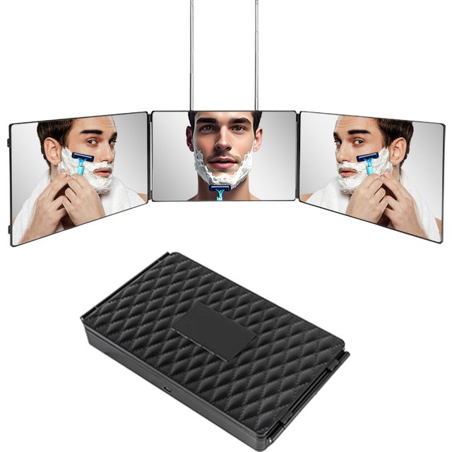 MissMeeca 3 Way Haircut Mirror 360 Mirror Door-Hanging Design with Hook Perfect for Makeup Self Hair Cutting, Portable Mirror