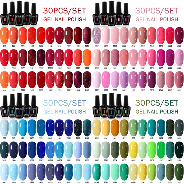 NAILCO 15ml 30pcs/Set UV Gel Nail Polish Semi Permanent Esmalte Vernis Gel Varnish Soak Off HEMA TPO FREE Nails Art For Manicure