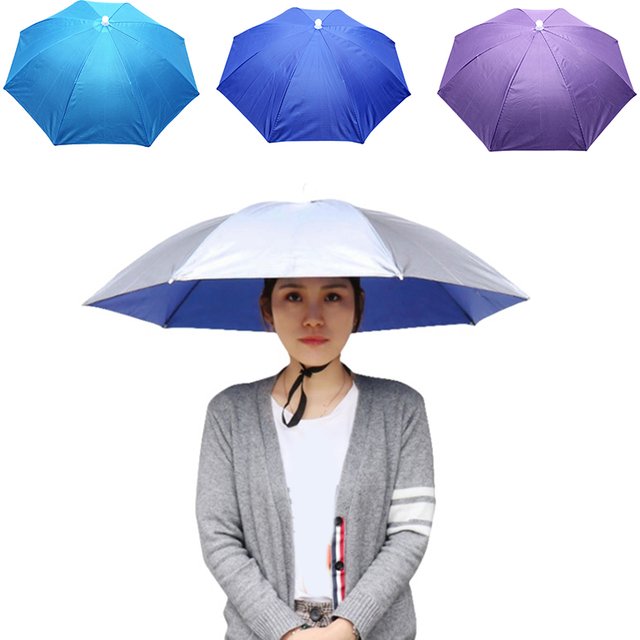 1 Piece Anti-Rain Headwear Brolly Cap Head Umbrella With Elastic Band Waterproof Sunscreen Hat Umbrella For Camping Hiking