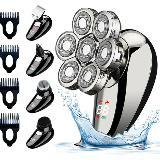 5 In 1 Electric Shaver for men Bald Head Hair Clipper Nose Trimmer 7D Floating Blade Head Shaving Beard Knife Rechargeable Razor