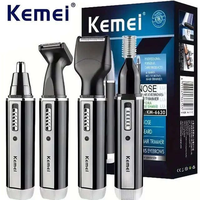 Kemei KM-6630 4-in-1 Professional Electric Rechargeable Nose & Ear Hair Trimmer Shaver for men's Personal Care Tools Trimmer