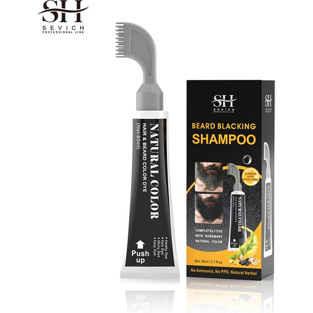 80ml Hair Dye Cream Black Beard Dye Cream for men Permanent Plant Beard Dye Shampoo Fast Cover White Grey Beard Hair Care