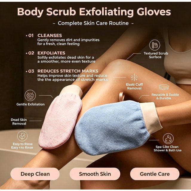 Black Bath Gloves Body Scrub Exfoliating Gloves Dead Skin Remover Shower Brush Facial Massage Deep Cleansing Towel Bathing Tool