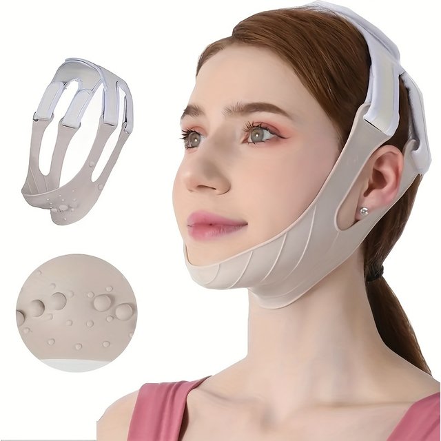 V Face Lifting Strap Double Chin Reducer Band Adjustable Jawline Slimming Belt Breathable Anti-Sagging Facial Contour Shaping