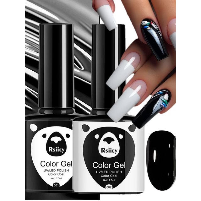 7.3ml Black White Gel Nail Polish High Saturation Long-Lasting UV LED Gel Varnish Base Top Coat Semi Permanent Soak Off Gel Poli