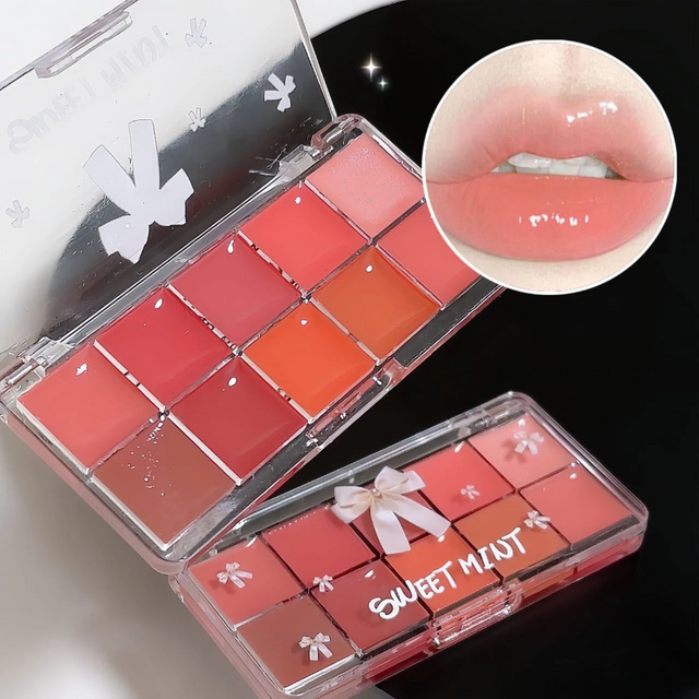 Real 10-Color Lip Palette Lip Gloss and Lipstick Glossy Moisturizing Pigmented Multifunctional Original Cosmetics
