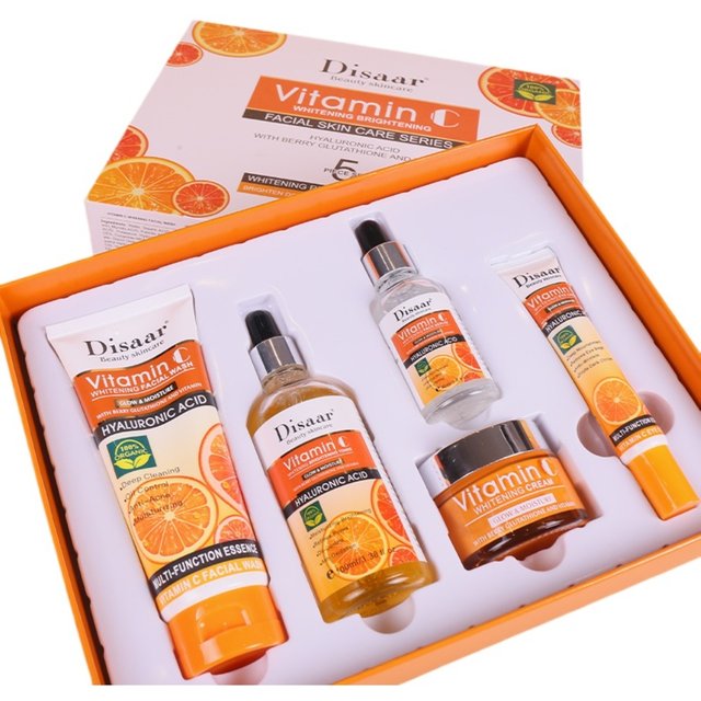 Disaar VC 5PCS Skincare Set Brightening Whitening Face Kit for Tone Correction Refreshing Moisture Oil Balance Spot Lightening